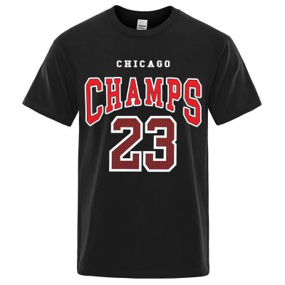 Chicago Champs 23 Co-Branded Print Tshirt Men Harajuku Loose T-Shirts Fashion Oversized Tee Clothes Summer Cotton Tops O-Neck