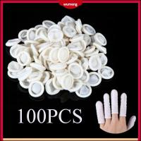 WUMENG 100PCS เป็นธรรมชาติ ป้องกันปลายนิ้ว เครื่องมือทำเล็บ เตียงเด็ก ถุงมือป้องกัน ถุงมือยาง ปลอกนิ้ว