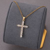 cross golden 60cm luxury design noble copper Necklace Chain For Woman Men Fashion zircon Wedding Engagement Jewelry Fashion Chain Necklaces