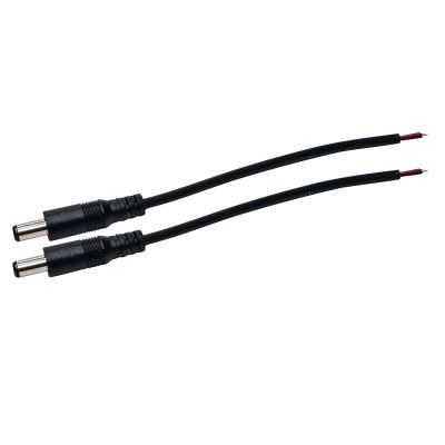 2pcs DC Power Pigtail Male Barrel Plug 6-Inch Wire 5.5mm x 2.1mm for LED Strip Light CCTV Security Camera DVR 16AWG 25CM