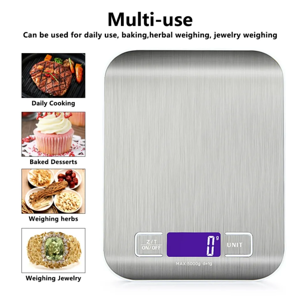 1pc 5000g-1g Kitchen Scale, Digital Food Scale with LCD Display, Precise  Weight Measuring for Baking Cooking