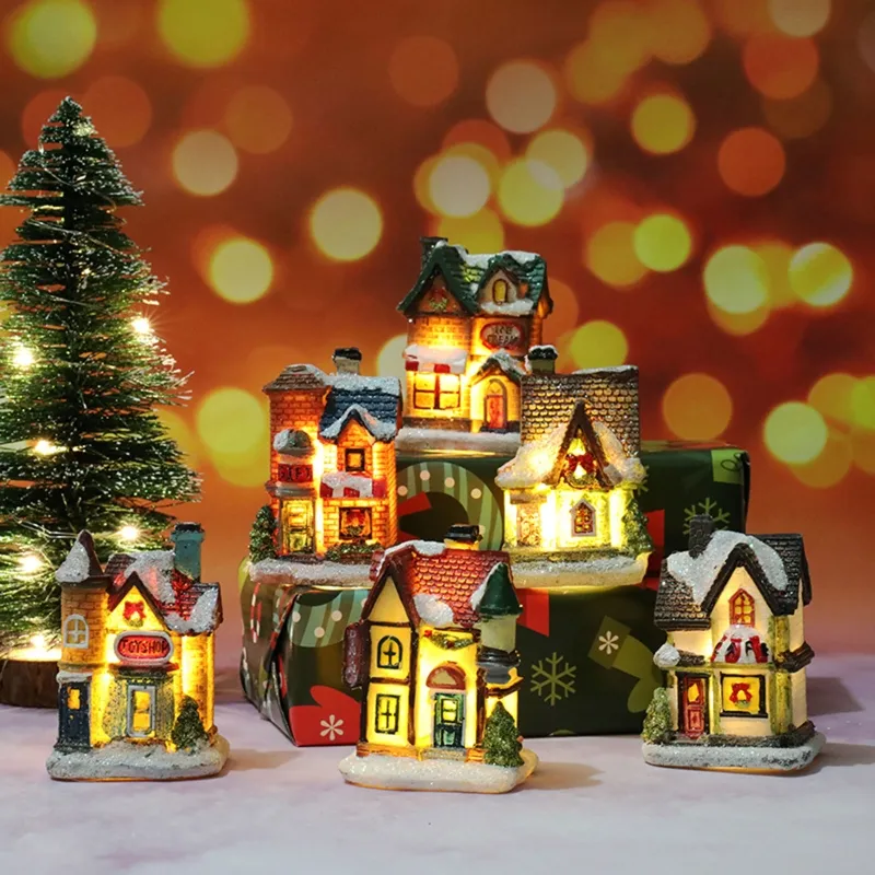 Đồ Trang Trí Giáng Sinh, Nhà Tranh Nhựa Phát Sáng Có Đèn, Phong Cách Châu  Âu Mini Ngôi Nhà Nhỏ Cảnh Đạo Cụ Trang Trí Bố Trí 
