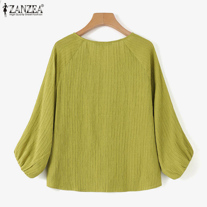 สินค้ามาใหม่-จัดส่งฟรี-fancystyle-zanzea-เสื้อสไตล์เกาหลีของผู้หญิงเสื้อลำลองปุ่มแขนยาวขึ้นเสื้อคอวี-10