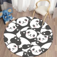 【SALES】 Cute Panda Printed Round Carpet for Living Room decoration，Children Play Room Rug，Yoga Mat，Bedroom E-sports Chair Non Slip Mat