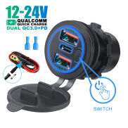 Bộ Sạc Nhanh Xe Hơi 3 Cổng Ra USB Type C QC3.0 PD 68W Sạc Nhanh 12V 24V Có