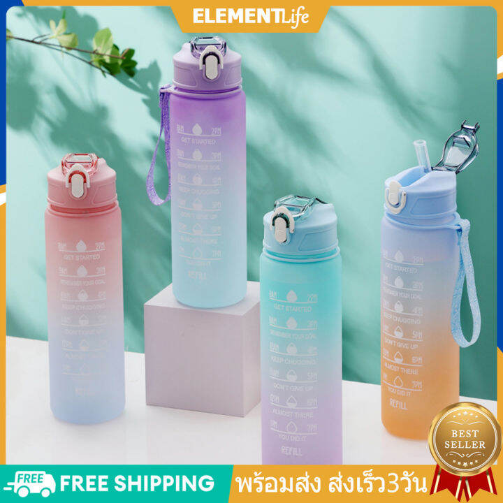 พร้อมส่ง-ขวดน้ำ-กระบอกน้ำ-กระบอกน้ำพกพา-ขวดน้ำ-บอกเวลา-ขวดน้ำสไตล์เกาหลี-พร้อมหลอดในตัว-กระบอกน้ำน่ารัก-กระบอกน้ำ-ขนาด-900ml