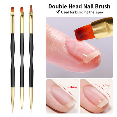 【CW】3Pcs Acrylic French Stripe Nail Art Liner Brush Set 3D Tips Manicuring Ultra-thin Line Drawing Pen UV Gel Brushes Painting Tools