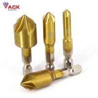 VACK 3Pcs 6pcs HSS Chamfer เจาะ Bit Set Countersink Chamfer เจาะ 1/4－Hex Shank 90 องศาเครื่องตัดลบมุมไม้ 6mm-19mm