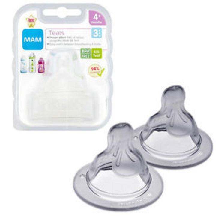 Original MAM 2pcs Teat Fast Flow 4m+ Mam Bottle Teat Wide Neck Teat