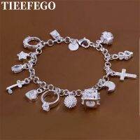 Tieefego สร้อยข้อมือเงิน925วาเลนไทน์น่ารักสำหรับผู้หญิงเสน่ห์งานแต่งงานของผู้หญิง