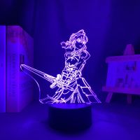 ☊❃㍿ Anime 3d Light Fate Stay Night Saber for Bedroom Decor Birthday Gift Manga Fate Stay Night Led Night Light Lamp Saber