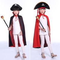 [Fast delivery] Halloween adult male and female magic wizard black robe horror vampire cloak costume childrens death black red cloak