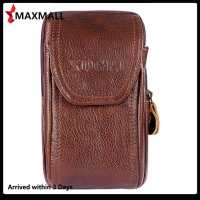 ?Quick Arrival?Cowhide Leather Fanny Waist Bag Solid Color Three-layer Belt Bum Pouch Bags?Arrive 1-3 Days?