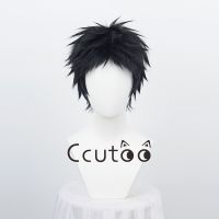 Anime Haikyuu!! Akaashi Keiji Cosplay Wig Men 30cm Black Wig Heat Resistant Synthetic Hair Party Anime Cosplay Wigs + Wig Cap Wig  Hair Extensions Pad