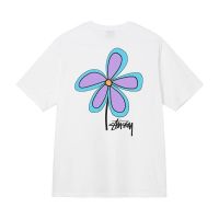 2023 FOR✔❡ Pure cotton 100 American popular logo stu west/Stussy flowers short sleeve T-shirt for men and women easy leisure couple half sleeve