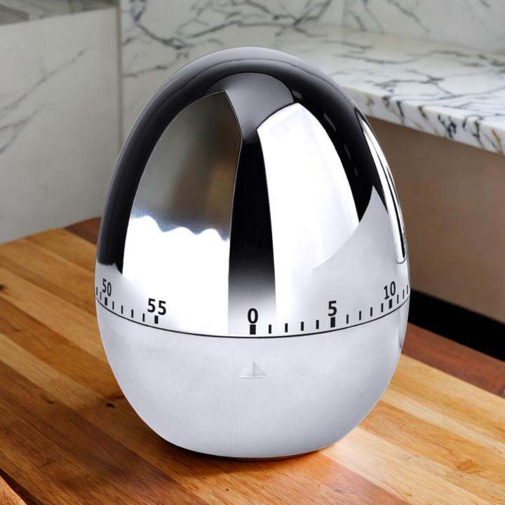 Fityle Wind up Timer Mechanical Timer Egg Shaped Manual Long Ringing