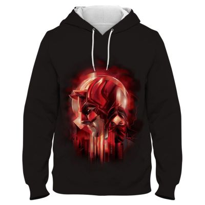 เสื้อกีฬาคอกลมผู้ชายฤดูใบไม้ผลิใหม่2022มีฮู้ด Marvel Daredevil 3D พิมพ์ลายเสื้อฮู้ดตัวใหญ่เสื้อผ้าเด็กเล็กเด็กผู้หญิงฮาราจูกุเด็กผู้ชาย