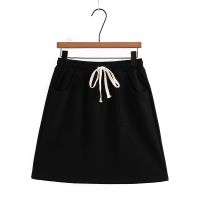 【มีไซส์ใหญ่】Plus Size Womens XL-4XL Elastic Waist Knee Length Skirts Solid Color Female Summer Skirts with Pockets