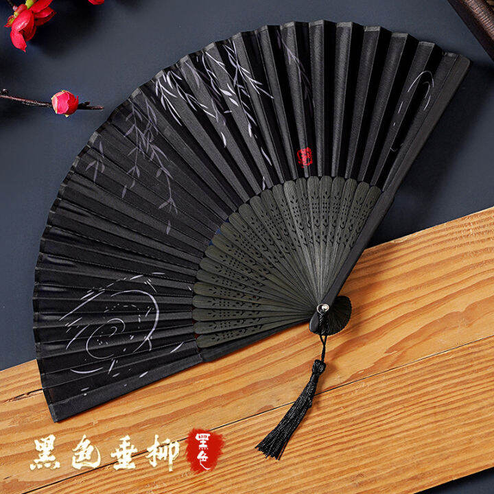 chinese-style-summer-portable-tassel-fan-foldable-fan-ancient-style-hanfu-mens-hanfu-childrens-dance-small-bamboo-fan-rws3