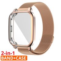 ZZOOI Magnetic Loop Strap for Garmin Venu Sq Music Smart Watch Bracelet Silicone Protector Cover Case+Band Metal for Garmin Venu Sq