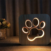 3D LED Lamp Night Light USB Desk Table Can be Customized Lamps Crafts for Gift Home Decoration Wooden Cross Little feet