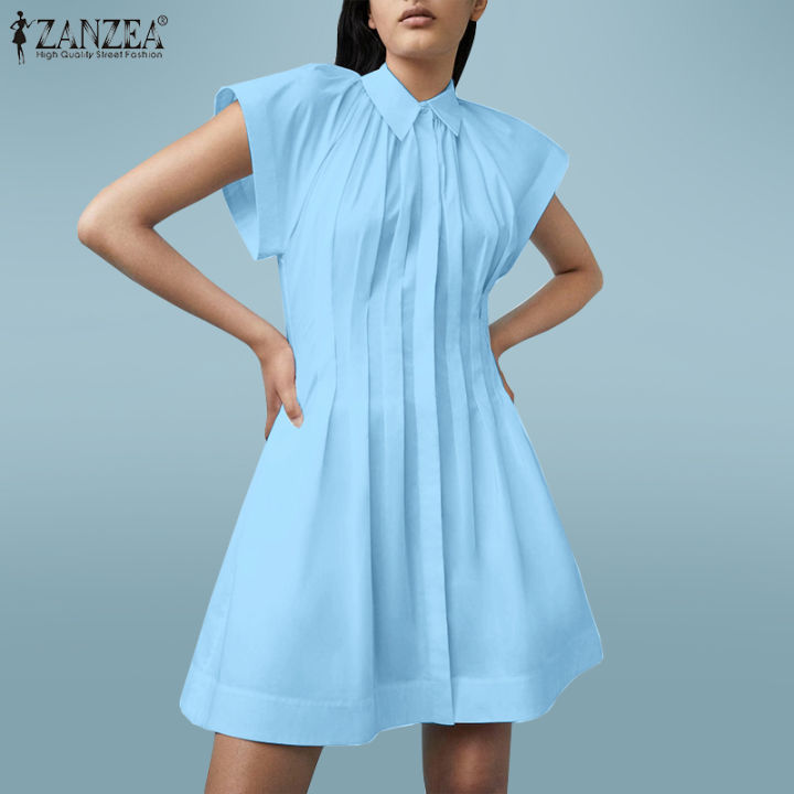 สินค้ามาใหม่-จัดส่งฟรี-fancystyle-zanzea-เสื้อผู้หญิงอเนกประสงค์คอปกพับลง-ชุดเดรสแฟชั่นอัดพลีทชุดเดรสเข้ารูป-15