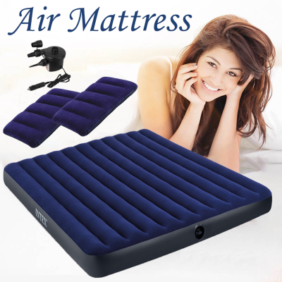 เตียงเดี่ยวขนาดควีนไซส์ 6 ฟุตหมอน 2 ใบและที่ปั๊มลมไฟฟ้า Intex Air mattress