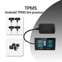 ระบบการตรวจสอบแรงดันยางรถยนต์ USB TPMS ระบบนาฬิกาปลุกแสดงผลหน้าจอ5V เซ็นเซอร์ภายในเซ็นเซอร์ภายนอกวิทยุนำทางรถ