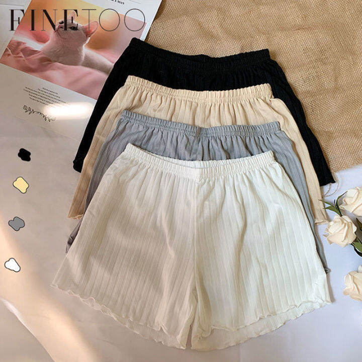 FINETOO Summer New Ice Silk Safety Pants Anti Skinny Women's Outwear ...