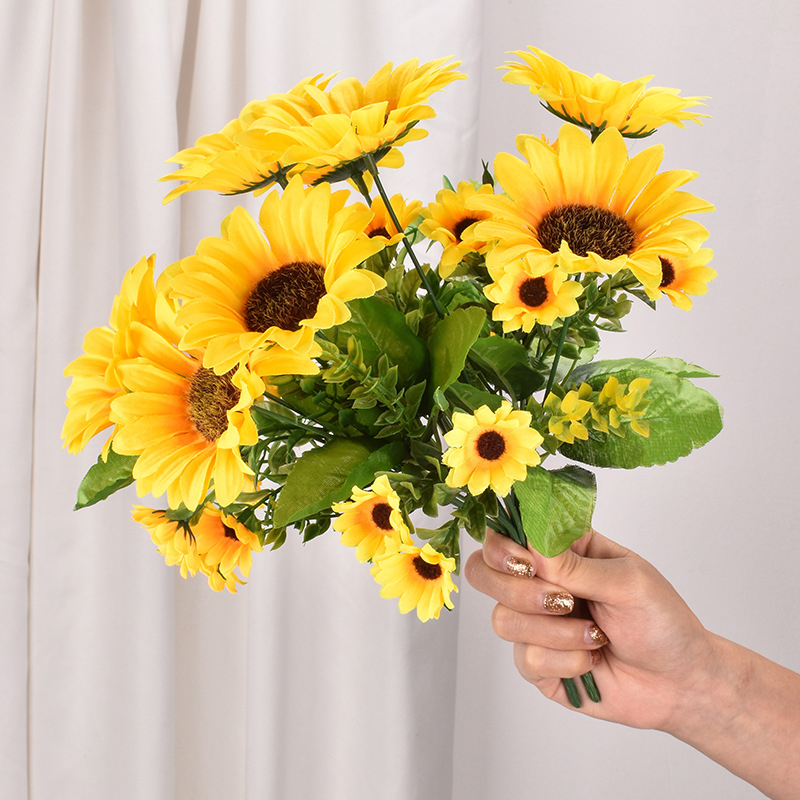 7/13/24Heads Sunflower Fake_Flower Bouquet Floral Garden Home Party Table Decors 