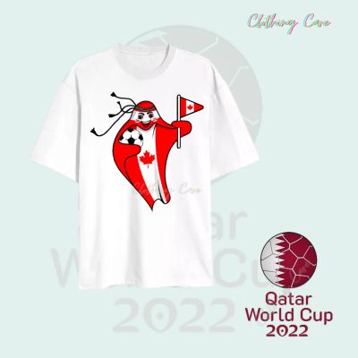 เสื้อยืดคอกลม ผ้าฝ้าย พิมพ์ลายธงชาติแคนาดา FIFA World Cup Qatar 2022 2022S-5XL
