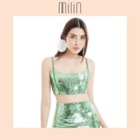 [MILIN] Scoop neckline spaghetti straps sequins corset bustier crop top เสื้อครอปผ้าเลื่อมสไตล์คอร์เซ็ททรงบัสเทียร์สายสปาเก็ตตี้ / 41 Seaside Sipper Bra Top