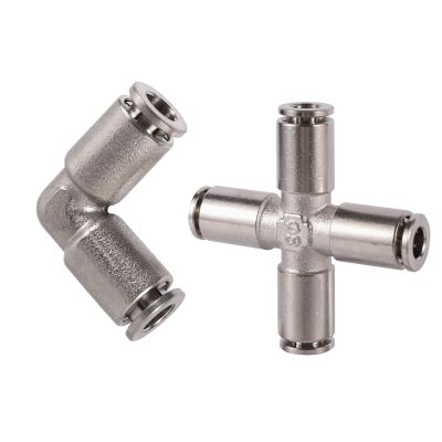 Pneumatic Pipe Fitting PU PZA Nickel Plated Copper Push In Coupling 6/8/10/12mm Air Hose PU Tube Connector Water Pipe Fittings Pipe Fittings Accessori