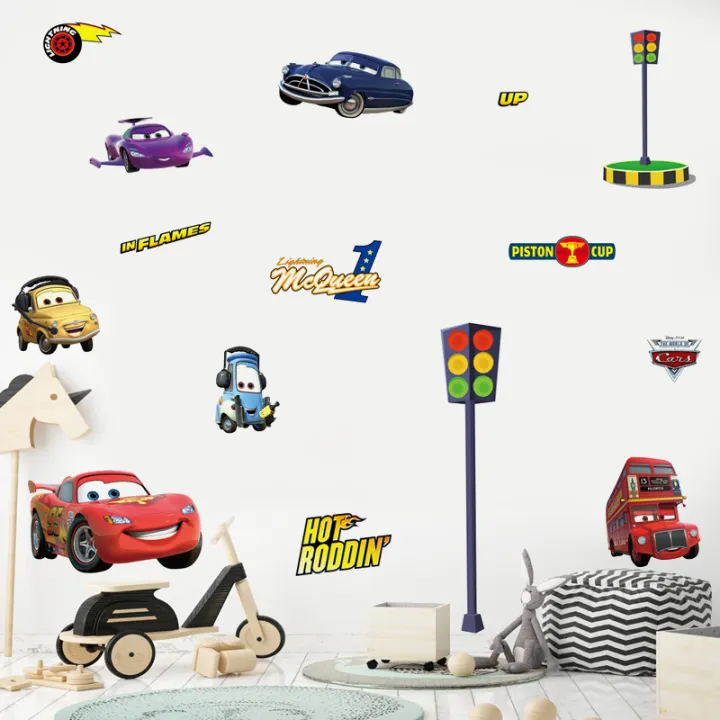 Car Story Wall Stickers Racing Car McQueen Stickers Cute Cartoon Anime  Children's Desk Room Bedroom Decorative Painting | Lazada PH