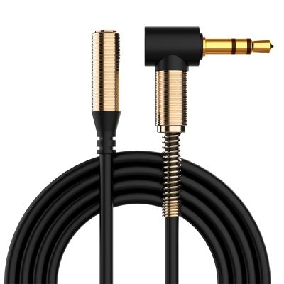 High Quality 3.5mm Jack AUX Audio Male to Female Extension Cable 90 Degree Right Angle Auxiliary Speaker Cable for PC Headphone