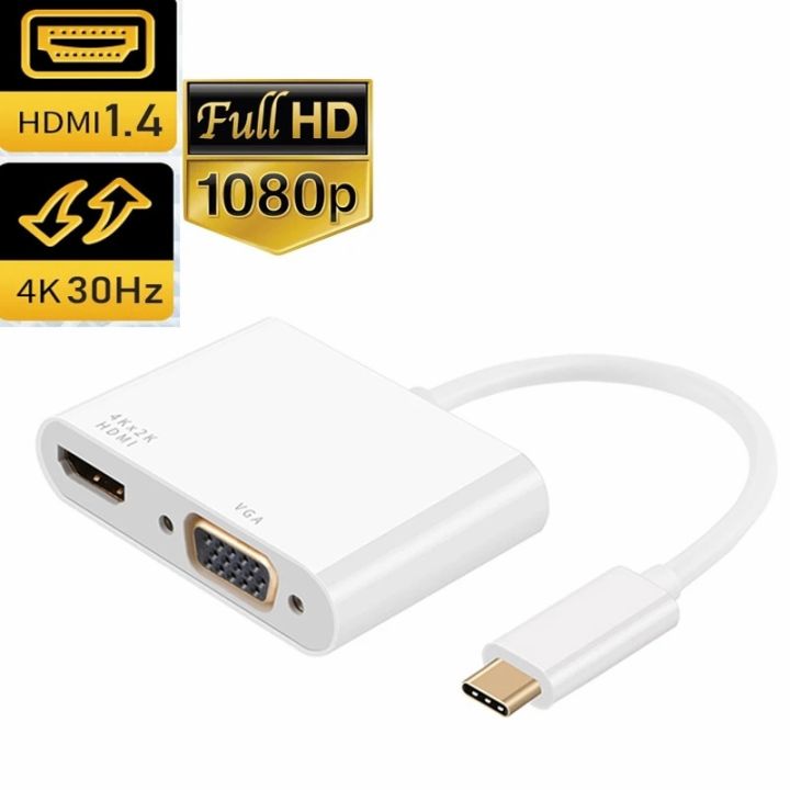 CableCreation USB C to HDMI + VGA adapter, USB 3.1 Type C to VGA