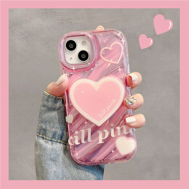 เคสโทรศัพท์สีชมพูคลื่นสำหรับ-iphone14promax-พรีเมี่ยมความรู้สึกสีชมพูรักผู้ถือกรณีโทรศัพท์สำหรับ-iphone13-หวานน่ารักกรณีโทรศัพท์สำหรับ-iphone12pro