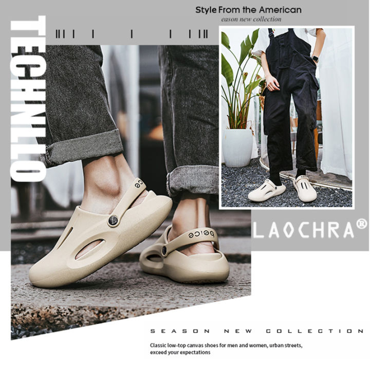 laochra-รองเท้าแตะแพลตฟอร์มด้านล่างหนาสำหรับผู้หญิง-รองเท้าแตะรัดส้นชายใหม่กลางแจ้ง-unisex-รองเท้ากีฬาสไตล์เกาหลี