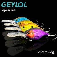 【hot】₪┅ GEYLOL 4pcs Fishing Lures 75mm 22g Profound Pulse Floating Bass Sound Wobblers Hard Artificial Bait Deep Diving Crankbaits