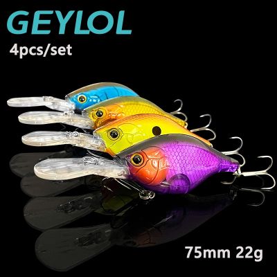 【hot】₪┅ GEYLOL 4pcs Fishing Lures 75mm 22g Profound Pulse Floating Bass Sound Wobblers Hard Artificial Bait Deep Diving Crankbaits