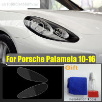 ฟิล์มไฟหน้ารถรถยนต์ TPU 2ชิ้นสติกเกอร์แบบบูรณะไฟหน้าสีดำสำหรับ Porsche Palamela Macan Cayenne 10-21