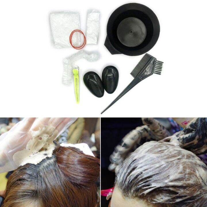 Hair Dyeing Kit 8 pcs Hair Dye Comb Brush Earmuffs Hair Salon Bowl