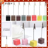 BUSH 1PC ที่หนีบกระดาษ ของตกแต่งบ้าน ตกแต่งเดสก์ท็อป รูปทรงสี่เหลี่ยม ไม้ บันทึกข้อตกลง Place Card ที่ใส่หมายเลขโต๊ะ คลิปรูปถ่าย ที่หนีบขาตั้ง