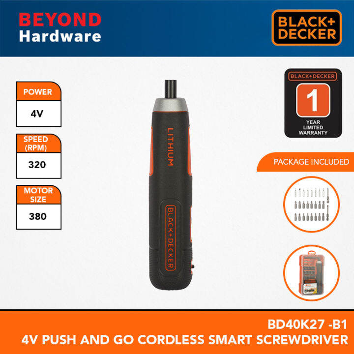 BLACK & DECKER 4V Push And Go Cordless Smart Screwdriver - BD40K27 -B1 ...