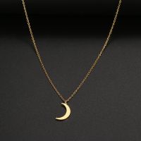 【HOT】 Stainless Steel Necklace New Fashion Moon Chain Pendant Simplicity Necklaces For Women Jewelry Accessories Party Charm Gifts