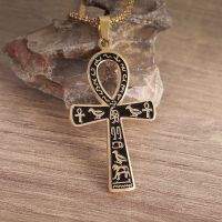 ⊙ Creative Retro Ancient Egyptian Ankh Cross Pendant Necklace for Men Personalized Animal Totem Necklace Accessories Gift