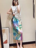 Issey Miyake Print Dress 2023 Summer Temperament Of High-End Womens Web Celebrity Split Skirts Joker Straight One Pace