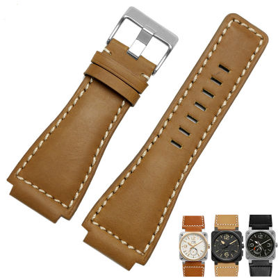 33*24mm Convex End Italian Calfskin Leather Watch Band For Bell Series BR01 BR03 Strap Watchband Bracelet Belt Ross Rubber Man