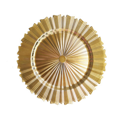 Round Gold Charger Plates Unique Jewelry Cake Snacks Storage Tray Plastic PP Wedding Event Party Decorative Table Setting Piece