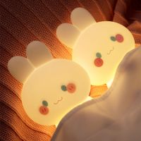 Cute Silicone Night Lights Rabbit Cartoon Bedroom Lamp for Childrens Room Decor Rechargeable Timing Dimming Sleep Night Light